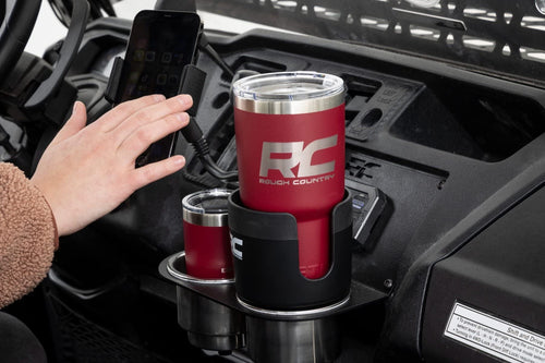 2 in 1 Rough Country Expanding Cup and Phone Holder - J5054, Black, 2.69in - 3.9in Diameter