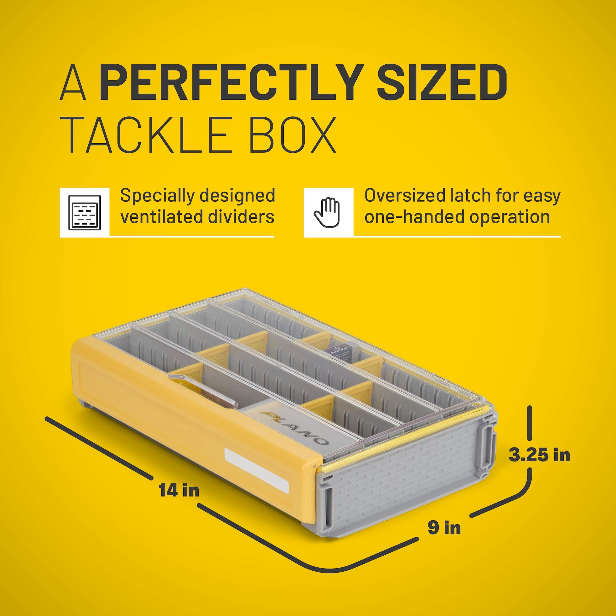 Plano 3700 EDGE Premium Deep Tackle Utility Box, Clear and Yellow, Waterproof and Rust-Resistant Bait and Terminal Tackle Storage Organization Box