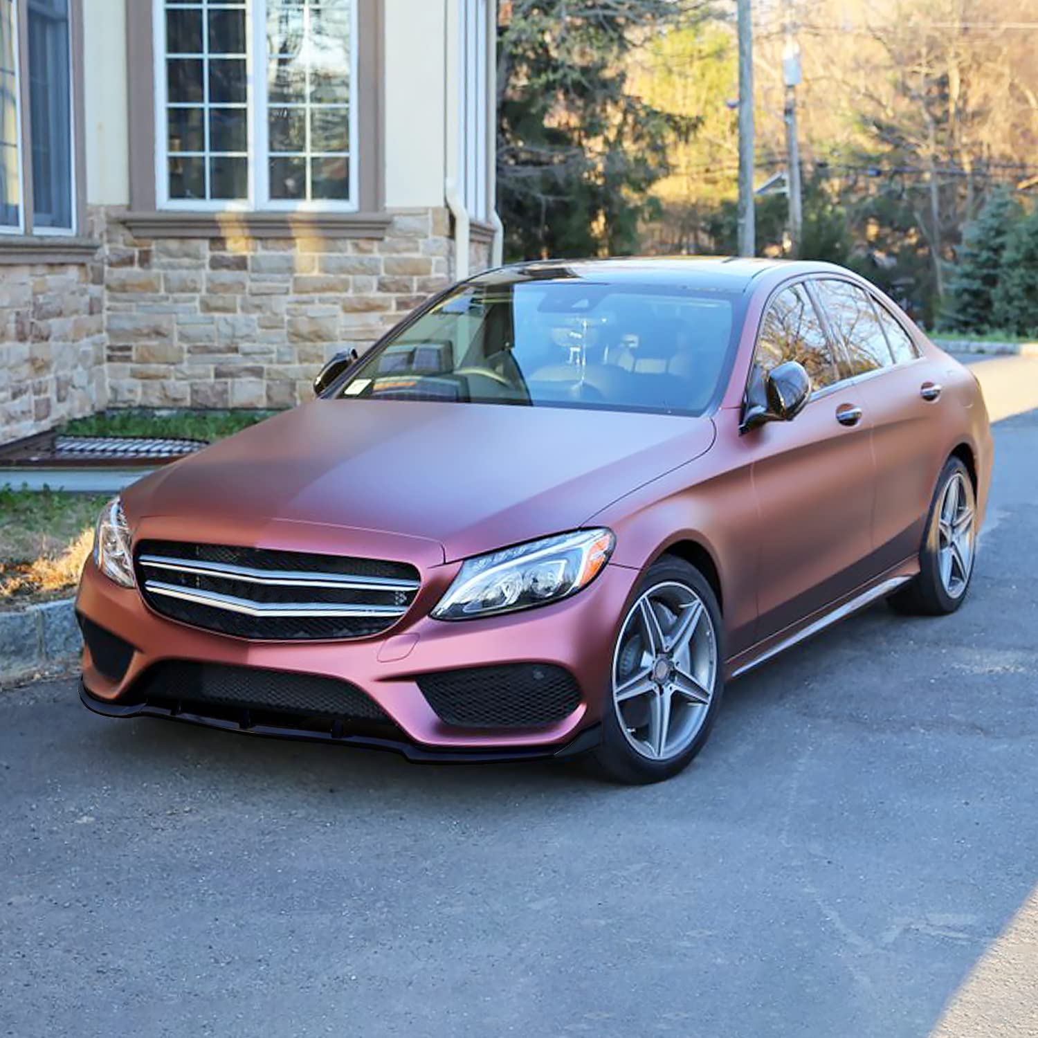 Glossy Black Spec-D Tuning Front Lip Spoiler Splitter Compatible with 2015-2018 Mercedes Benz C-Class W205