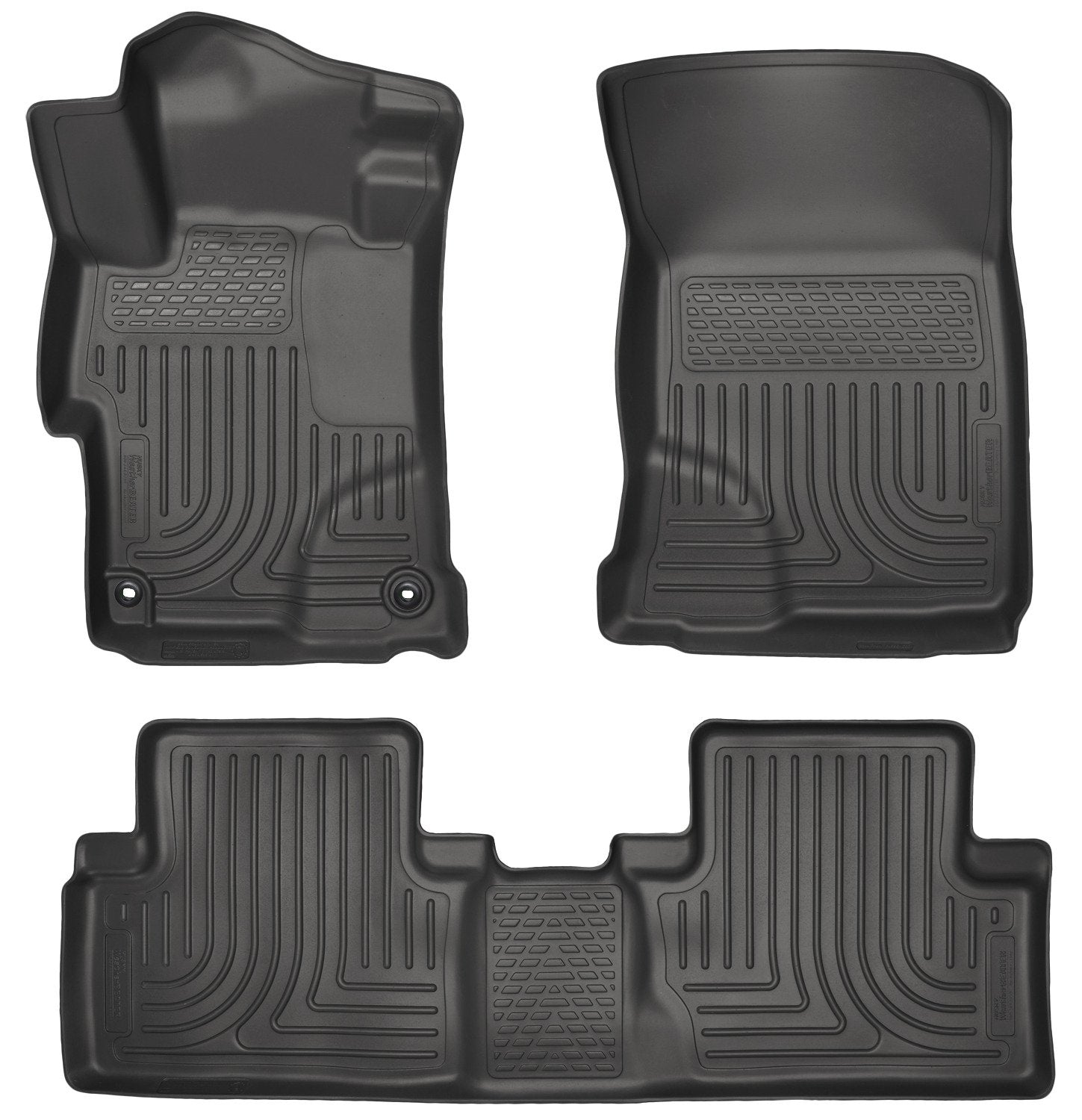 Husky Liners Floor Mats Weatherbeater | Fits 2014-2015 Honda Civic 4-Door | Front & 2nd Row, 3-pc Black - 99441