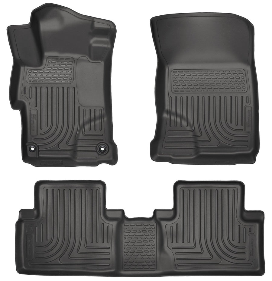 Husky Liners Floor Mats Weatherbeater | Fits 2014-2015 Honda Civic 4-Door | Front & 2nd Row, 3-pc Black - 99441