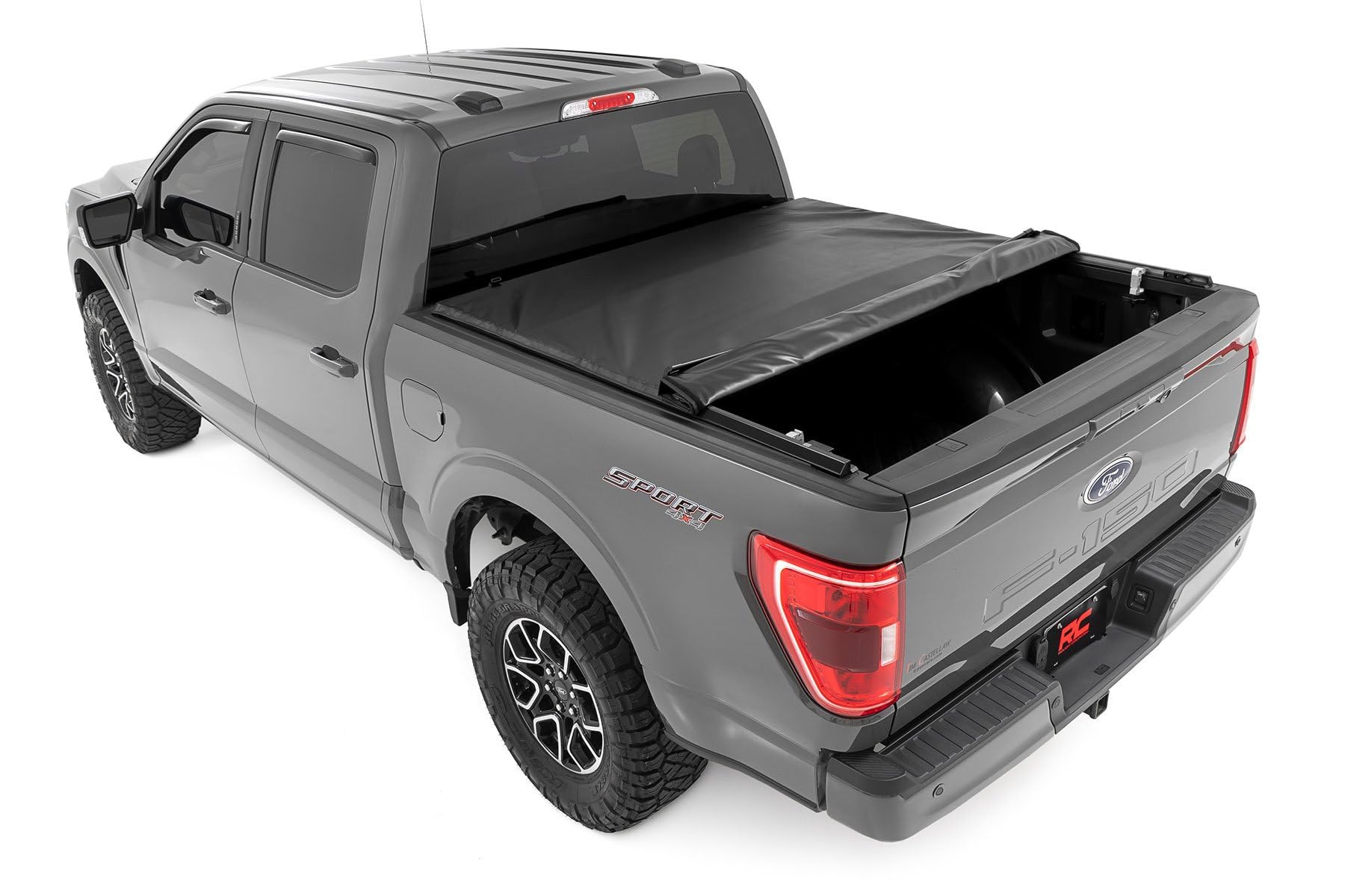 Rough Country Soft Roll-Up Truck Bed Cover for Lightning, Ford F-150 & Raptor (2015–2026) – Fits 6'7 Bed, Low-Profile All-Weather Tonneau Cover