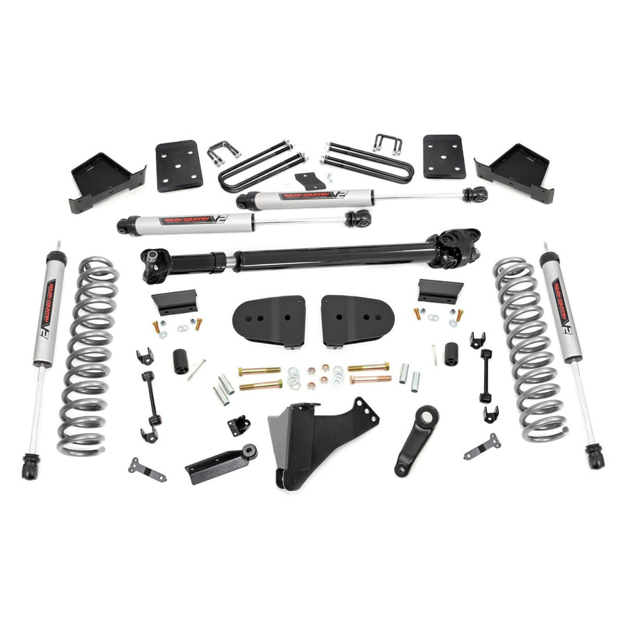6 Inch Rough Country Lift Kit with V2 Monotube Shocks for Ford F-250/F-350 Super Duty (2023 w/OVLDS) - Fits 3.5" Axle, Diesel, Includes FR Driveshaft