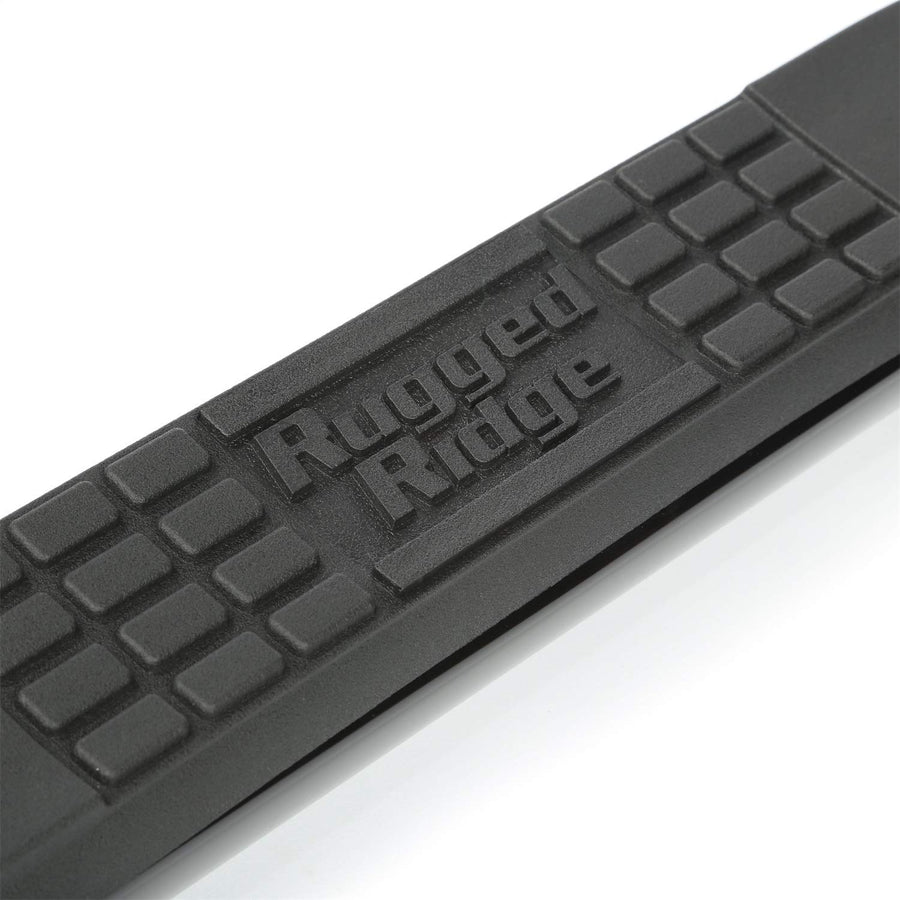 Tube Side Step Kit Rugged Ridge 11590.05, Round, 3 Inch, Black; 07-18 Jeep Wrangler JK