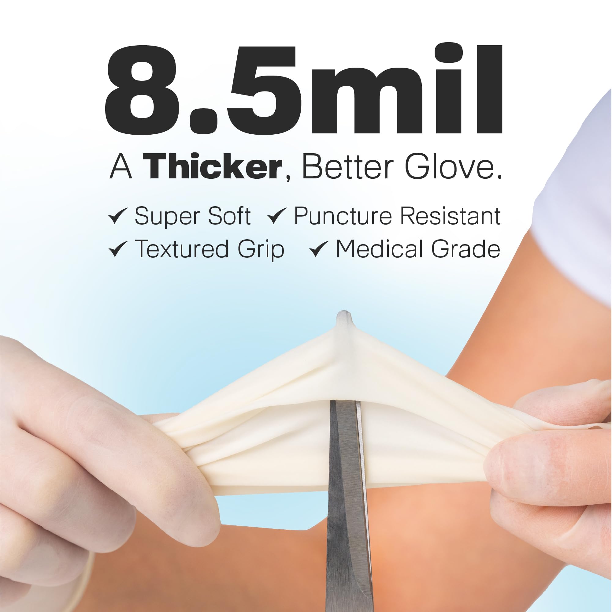Disposable Latex Gloves Raxwell - Puncture & Heat-Resistant, Powder Free 8.5 mil Rubber Gloves for Cooking, Cleaning, Medical - Food Grade & Medical Grade - Nitrile Free - Large - 100 Count
