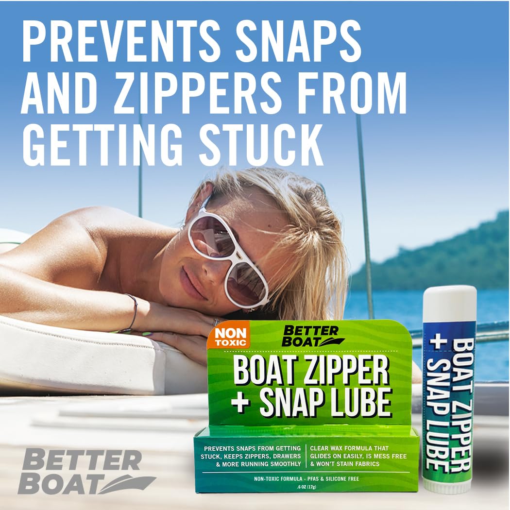 Zip Lube Zipper Wax - Marine Grade Lubricant Stick and Tool for Boat Canvas, Bimini Snaps, Metal Zippers, Jackets, Coolers, Vinyl Panels, Wetsuits, Drysuits - No Oil Mess