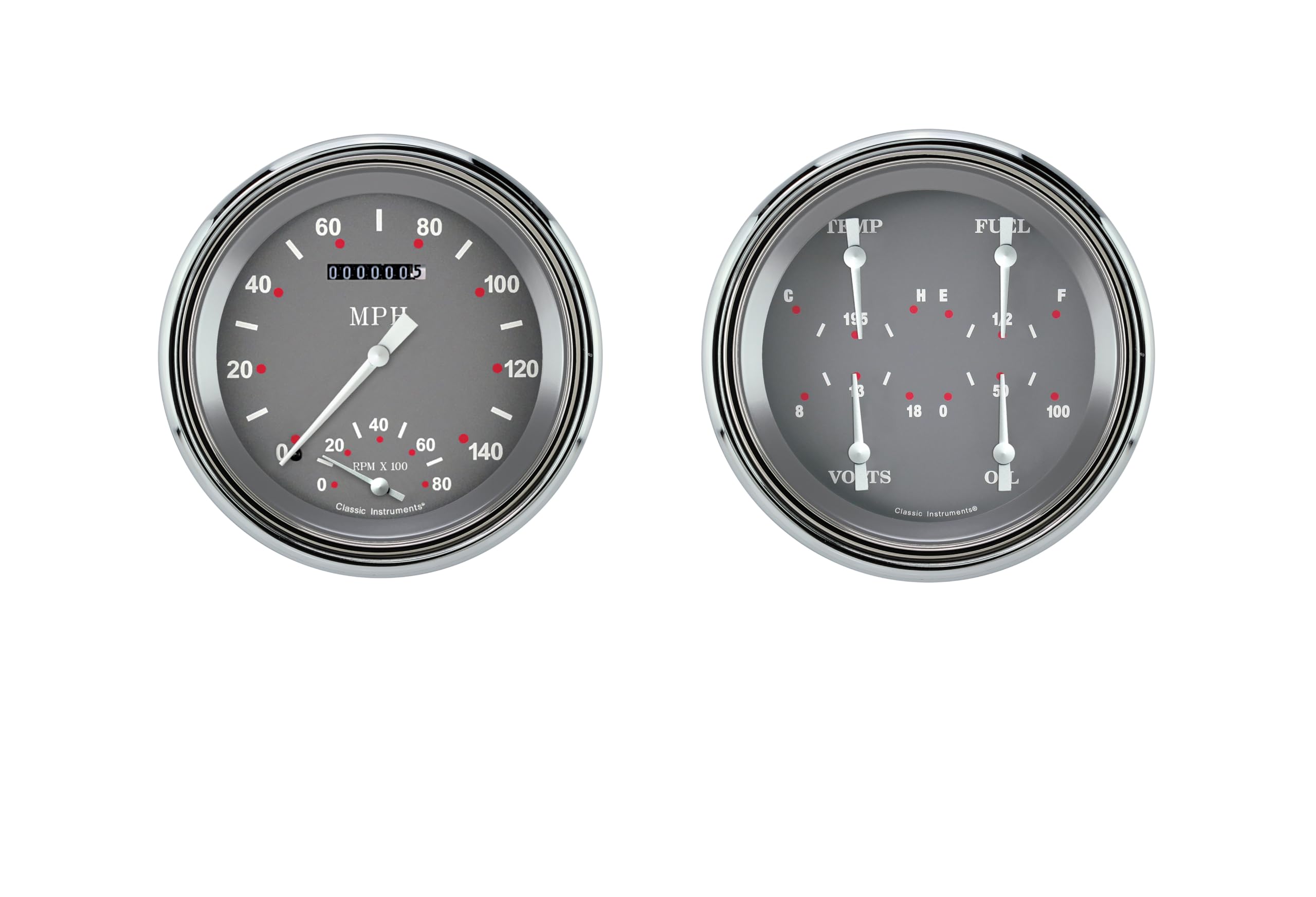 Classic Instruments CT47SG62 Chevy Truck 1947-1953 Silver Gray - Speedometer with Built in Tach & Quad Gauge - GM