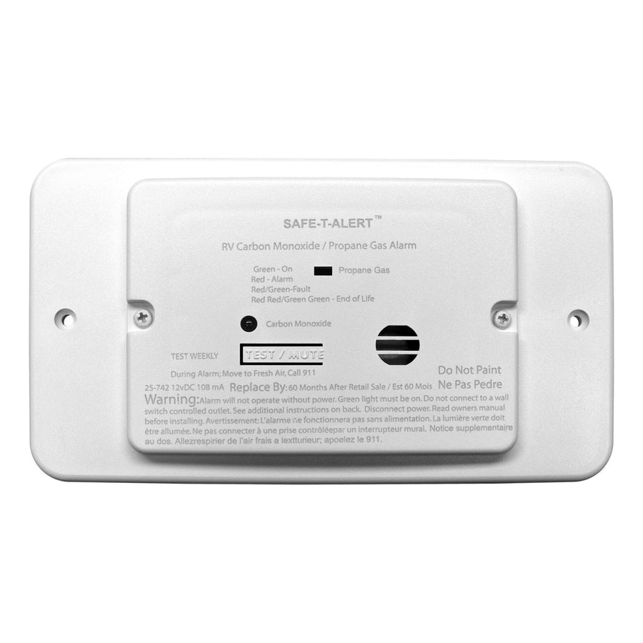 Dual LP/CO Alarm - Safe T Alert - Flush Mount w/Trim Ring White - 25-742-WT-TR