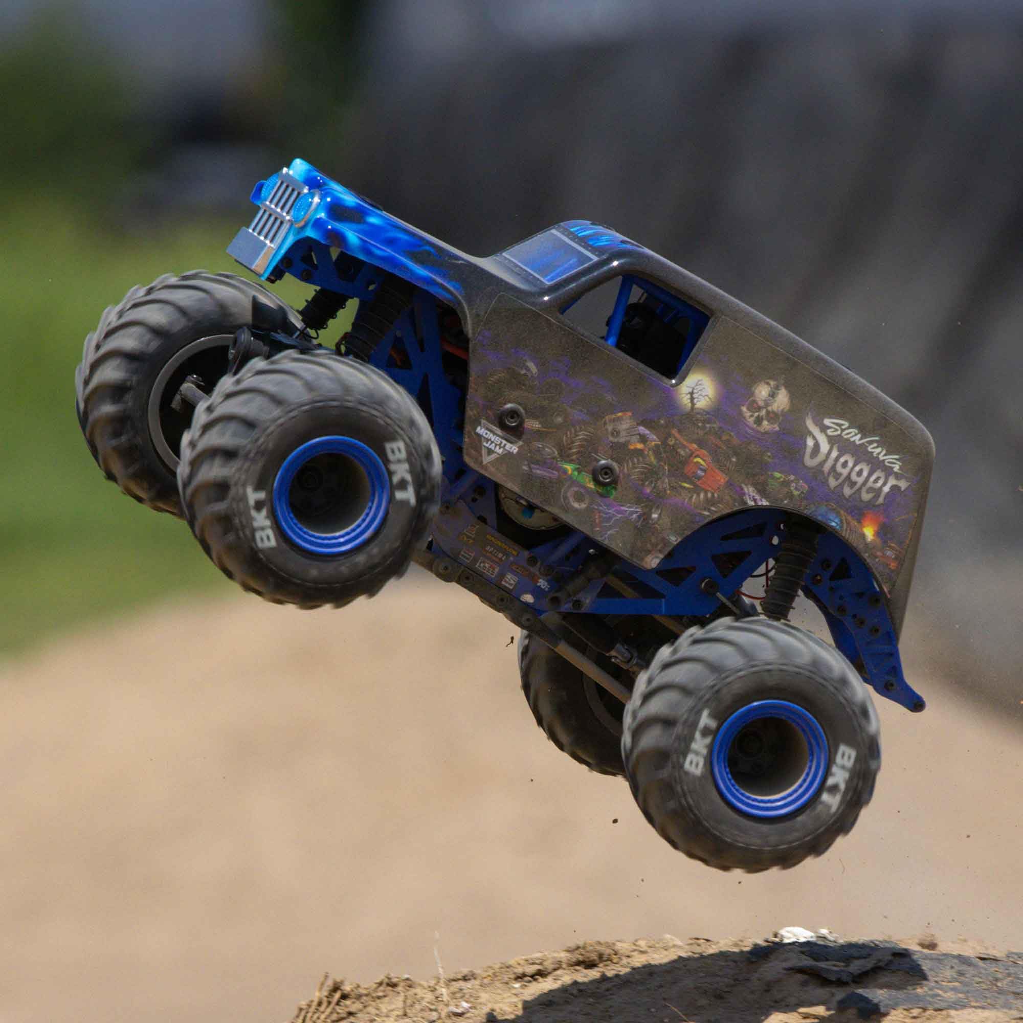 Losi 1/18 Mini Son Uva Digger LMT 2S 4X4 RTR Brushed Monster Truck Battery & Charger Included Blue LOS01026T2