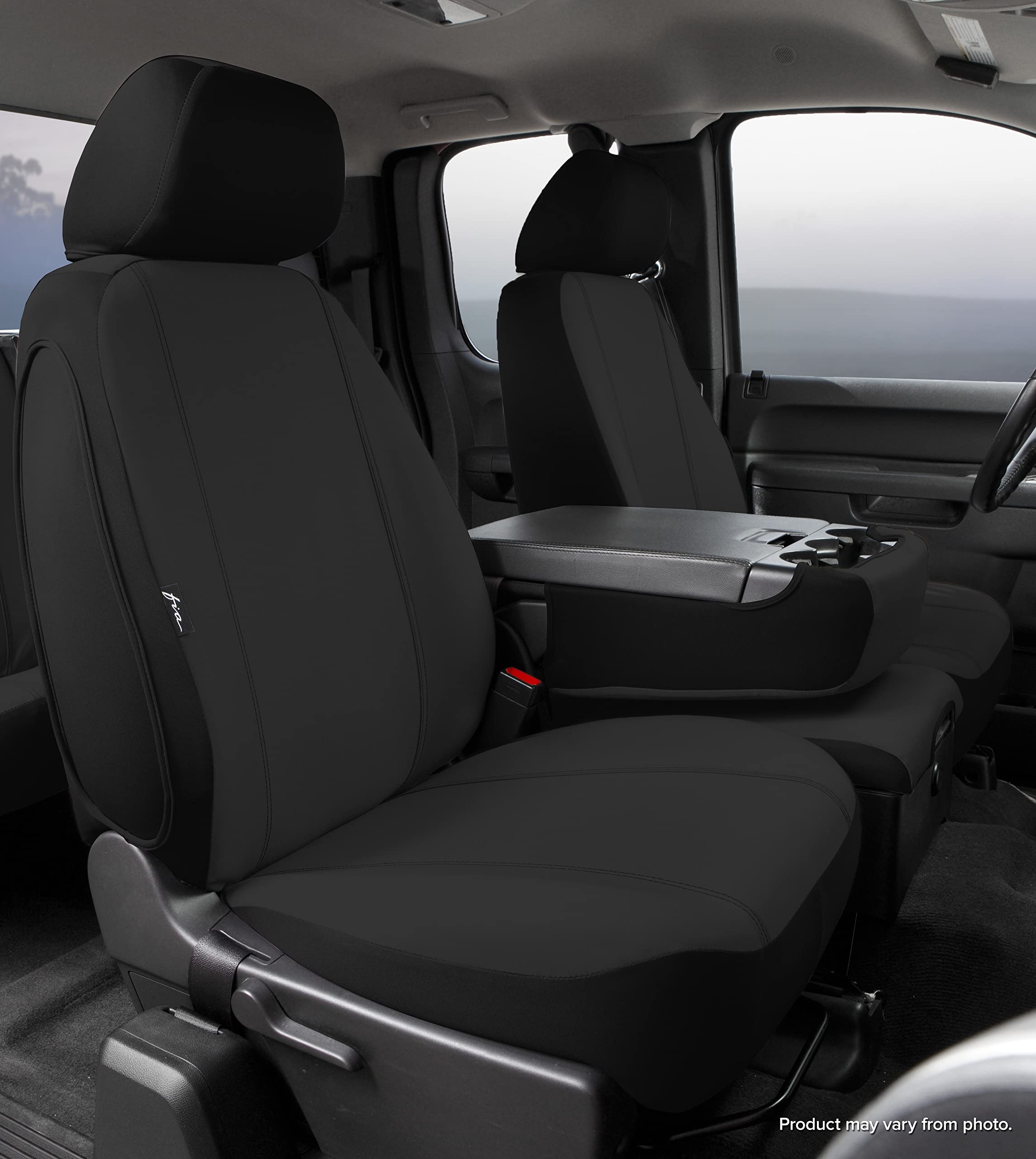 Fia Black SP87-43 Custom Fit Front Seat Cover Split Seat 40/20/40 - Polyester, (Black)