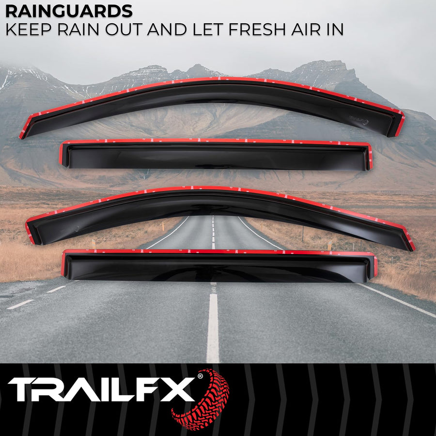 TrailFX Window Vents 4-Piece Low Profile Acrylic Rainguard Set Fits Chevrolet Silverado 1500 Crew Cab 2023-2025 in-Channel Smoked Rainguards TrailFX 4805IC