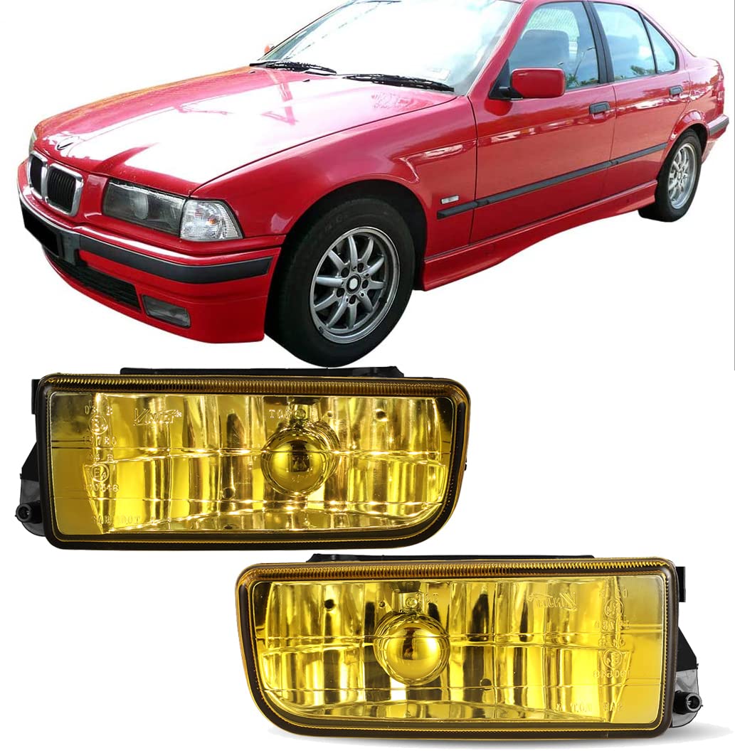 OEM Series Winjet for [1992 1993 1994 1995 1996 1997 1998 BMW 3 Series E36 318i 320i 323i 325i 328i] Driving Fog Lights (Yellow)