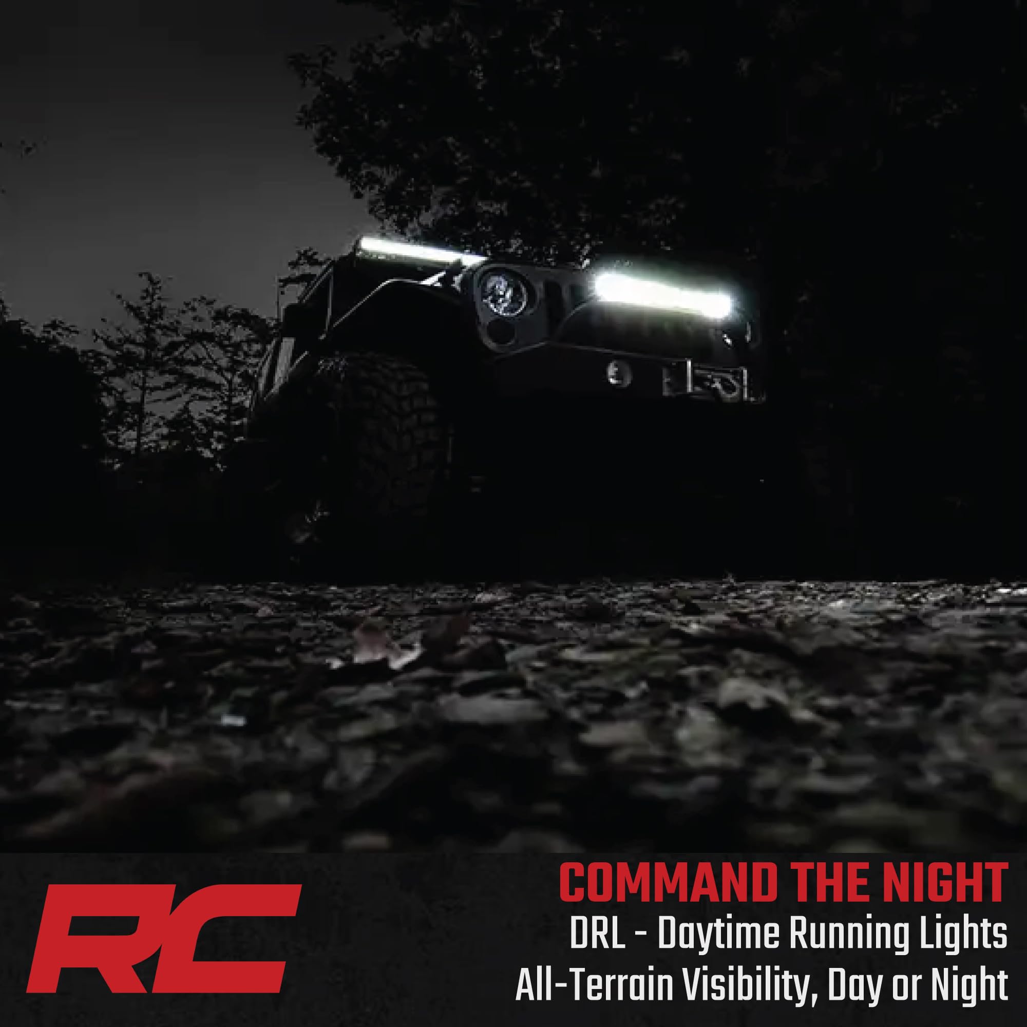 20" Rough Country Dual Row LED Light Bar with Amber DRL - Chrome Series 200W, 18000 Lumens, Combo Spot Flood Beam for Off-Road
