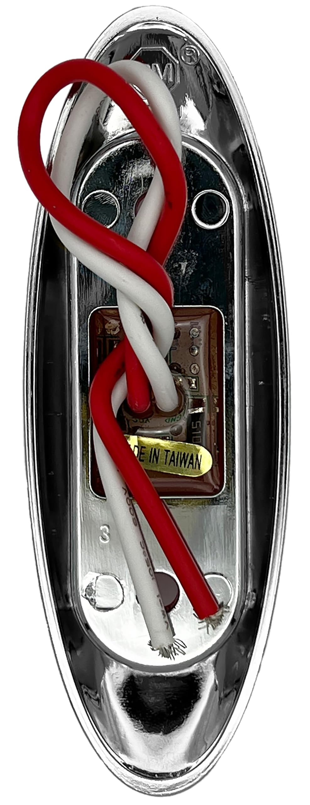 Red Oblong RV Designer L933 w/Chrome Bezel LED Marker/Clearance Light/Clearance, P2, 3.95″X1.35″