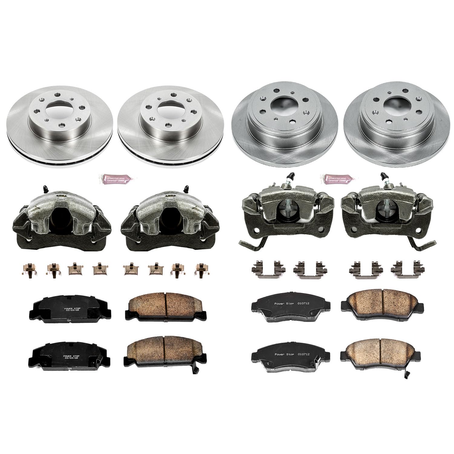 Power Stop KCOE700 1-Click OE Replacement Brake Kit with Calipers For Honda Civic Autospecialty 1992-1995, Honda Civic del Sol 1993-1997 [Model Specific]