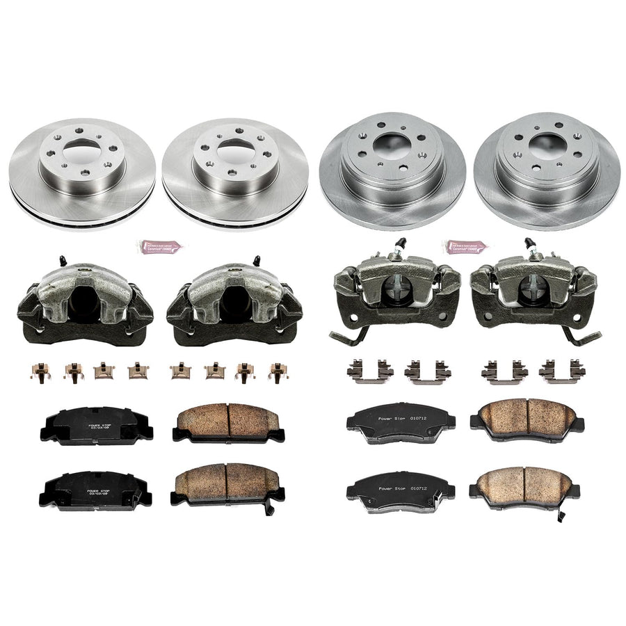 Power Stop KCOE700 1-Click OE Replacement Brake Kit with Calipers For Honda Civic Autospecialty 1992-1995, Honda Civic del Sol 1993-1997 [Model Specific]