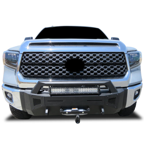 Heavy Duty Black Horse Armour III Front Winch Bumper Kit & Winch Textured Black Compatible with 2014-2021 Toyota Tundra-AR3HD63-W12