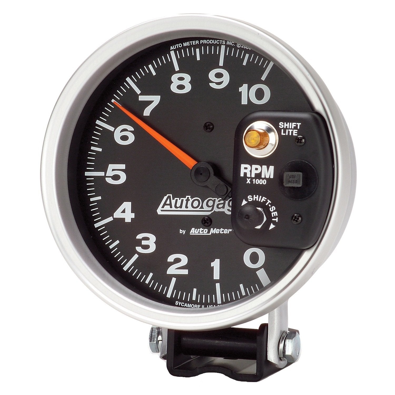 AUTO METER Autogage 233903 Monster Shift-Lite Tachometer,5.000 in.,Black dial/Silver bezel
