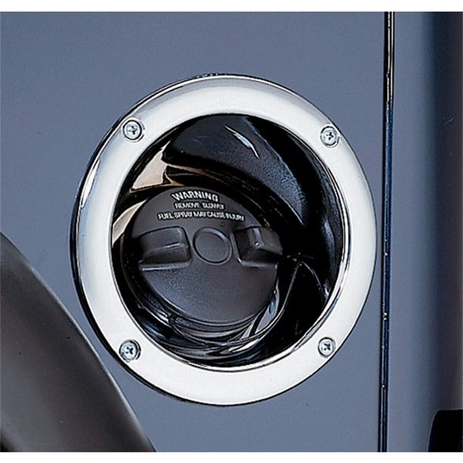 Fuel Filler Bezel, Stainless Steel | Rugged Ridge | 11135.01 | Fits 1976-1986 Jeep CJ; 1987-1995 Jeep Wrangler YJ