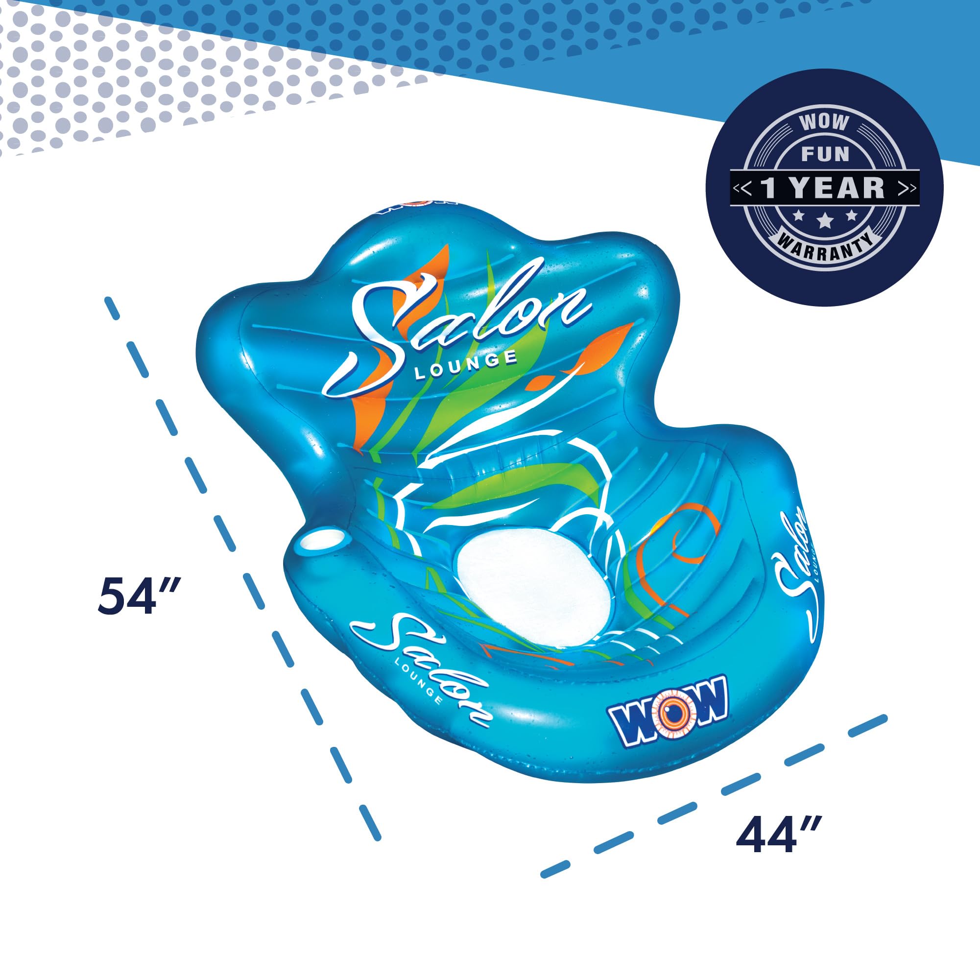 Inflatable Pool Party Lounge - WOW Sports Single Salon Lounge Chair - Summer Accessory For Kids & Adults