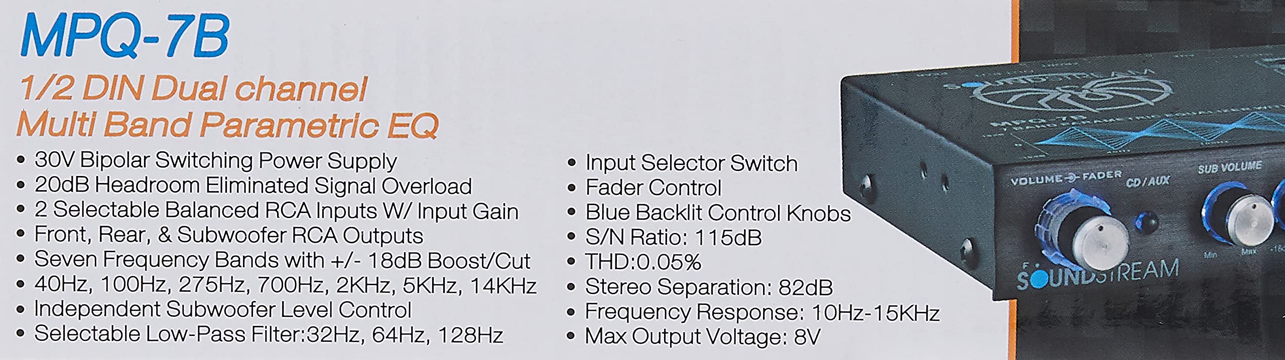 MPQ-7B Soundstream 7-Band 1/2 DIN Equalizer