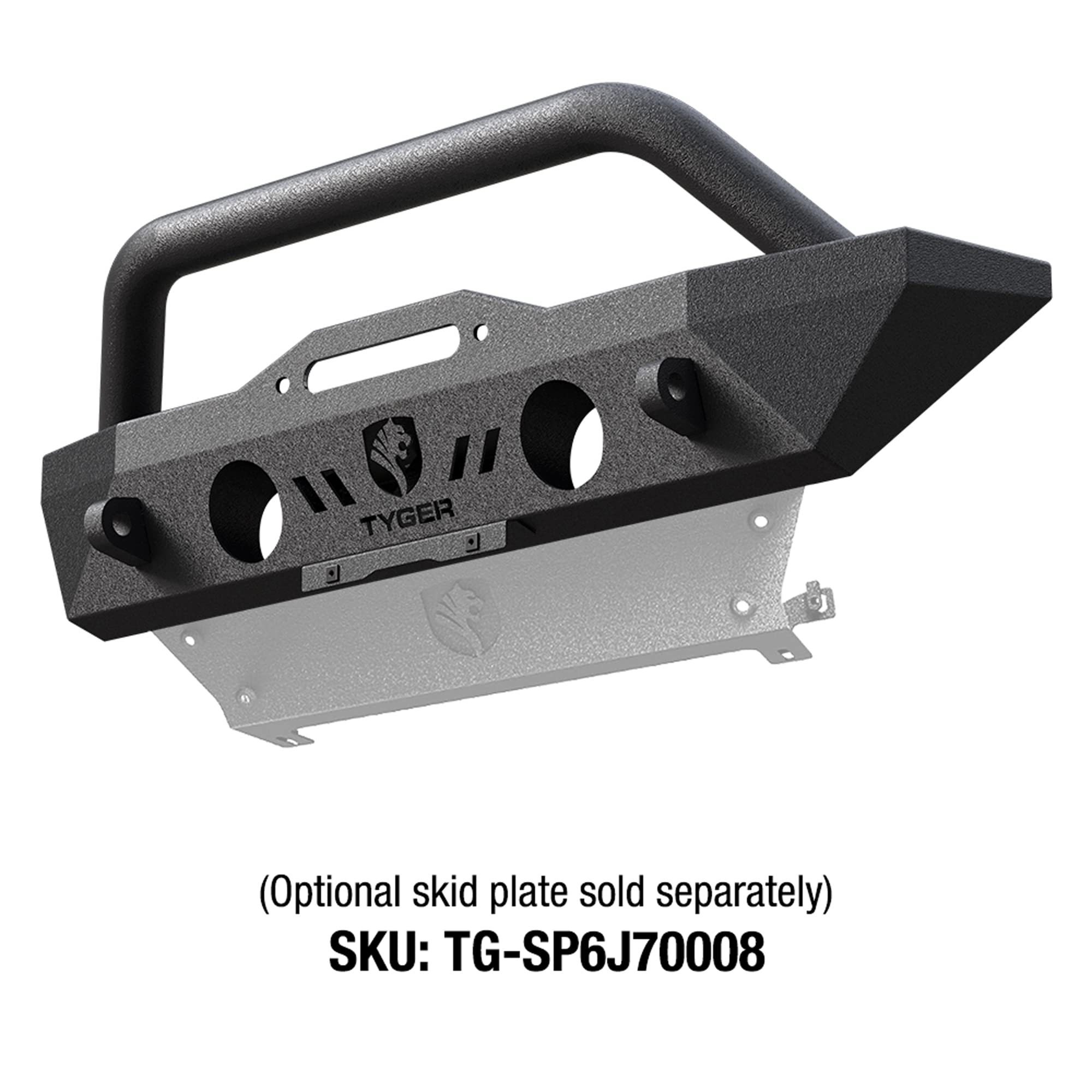 Tyger Auto Tyger Fury TG-BP6J70078 Stubby Front Bumper w/Winch Plate Compatible with 2007-2026 Jeep Wrangler JK/JL; 2020-2026 Gladiator | Textured Black