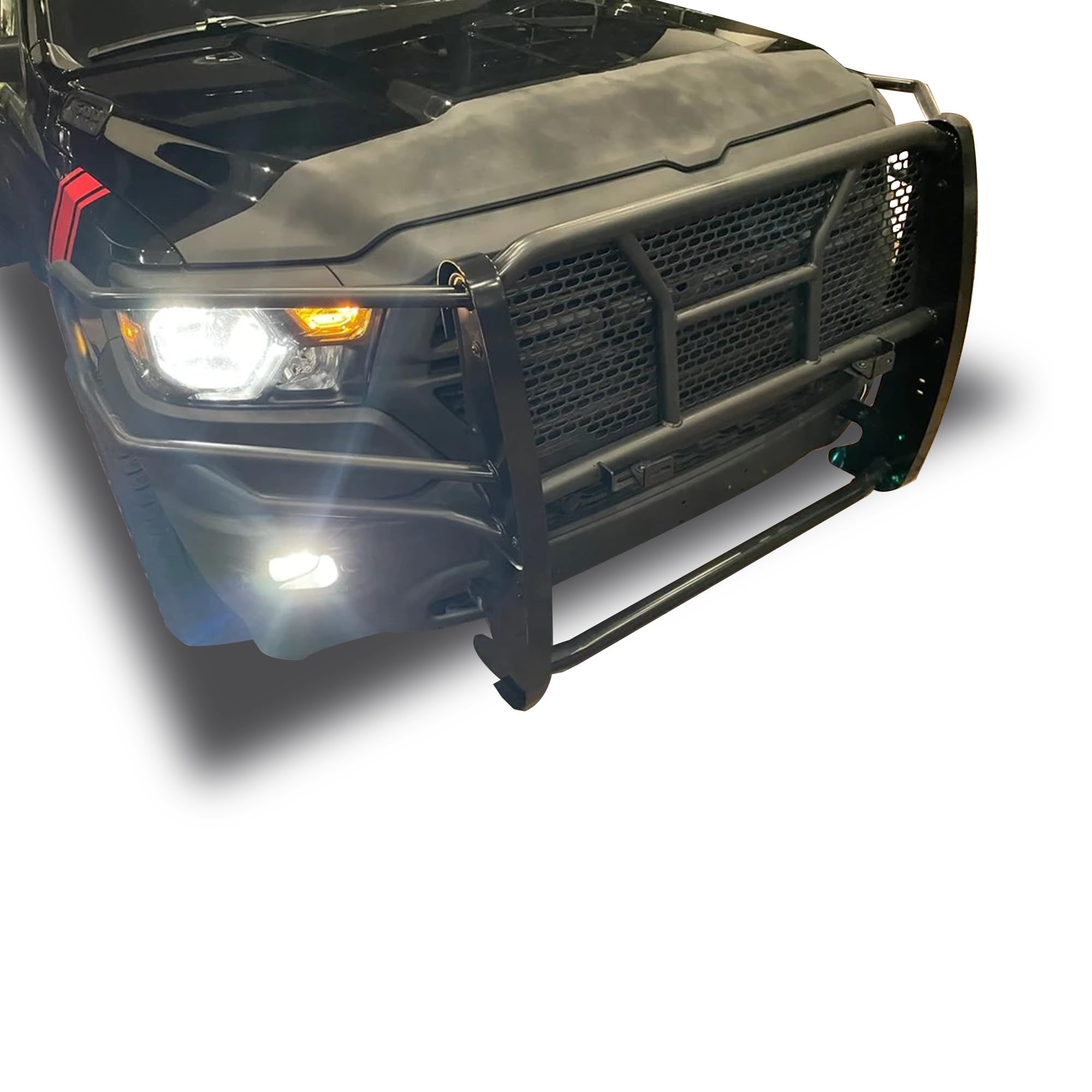 RUGGED Black Horse Heavy Duty Grille Brush Bumper Guard Modular Black Compatible with 2019-2025 Ram 1500-RU-DORA19-B