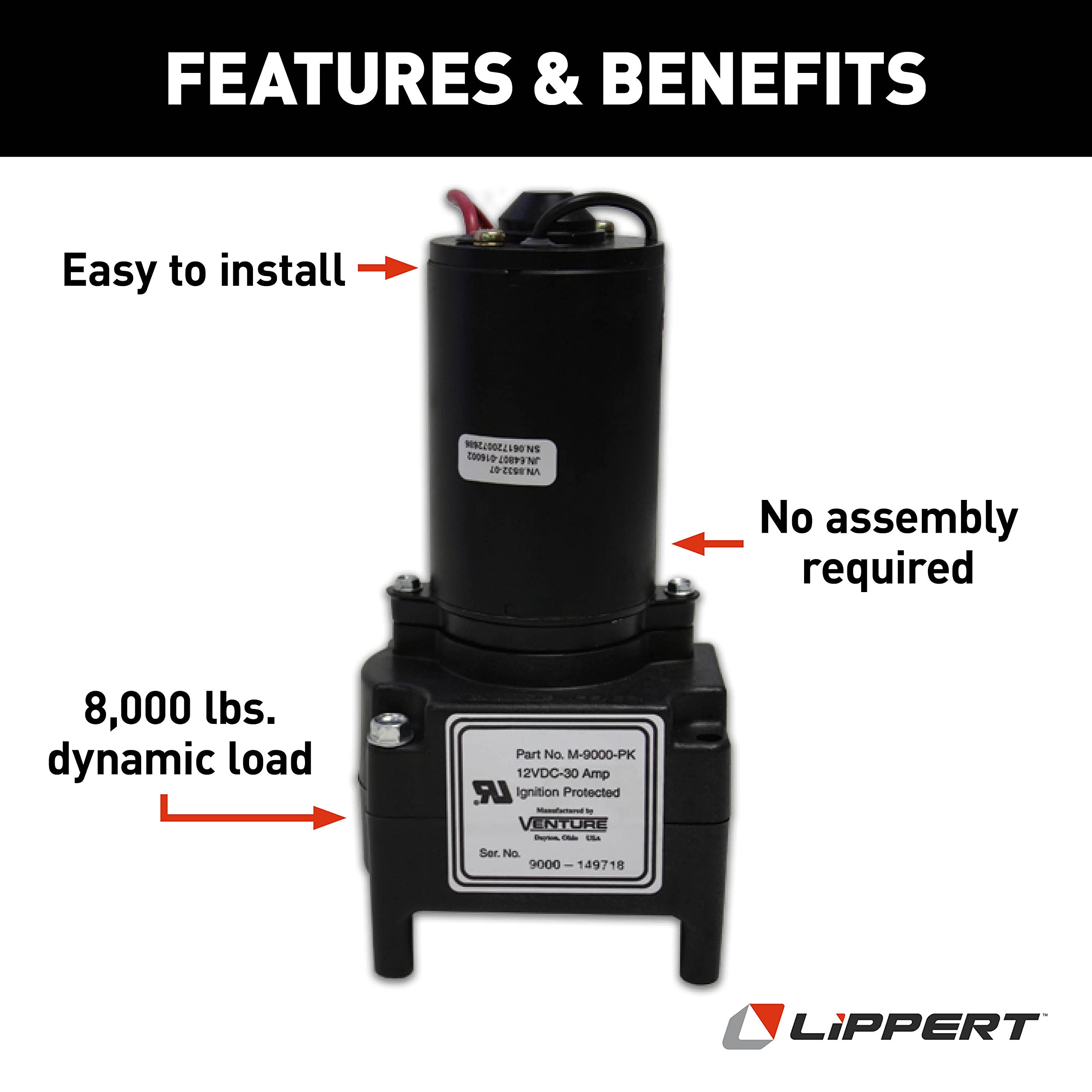 Lippert Fifth Wheel Venture Landing Gear Motor, Standard Replacement Motor, No Assembly Required, Motor Only - 142178