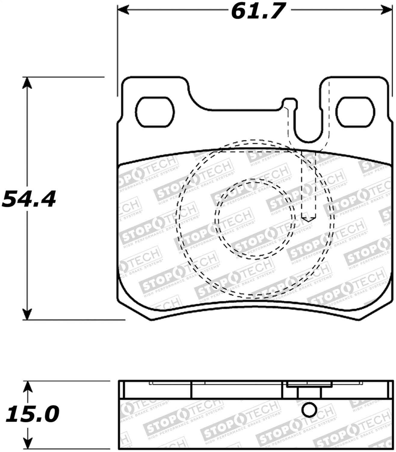 Rear StopTech 308.06200 Brake Pads with Shims and Hardware Street