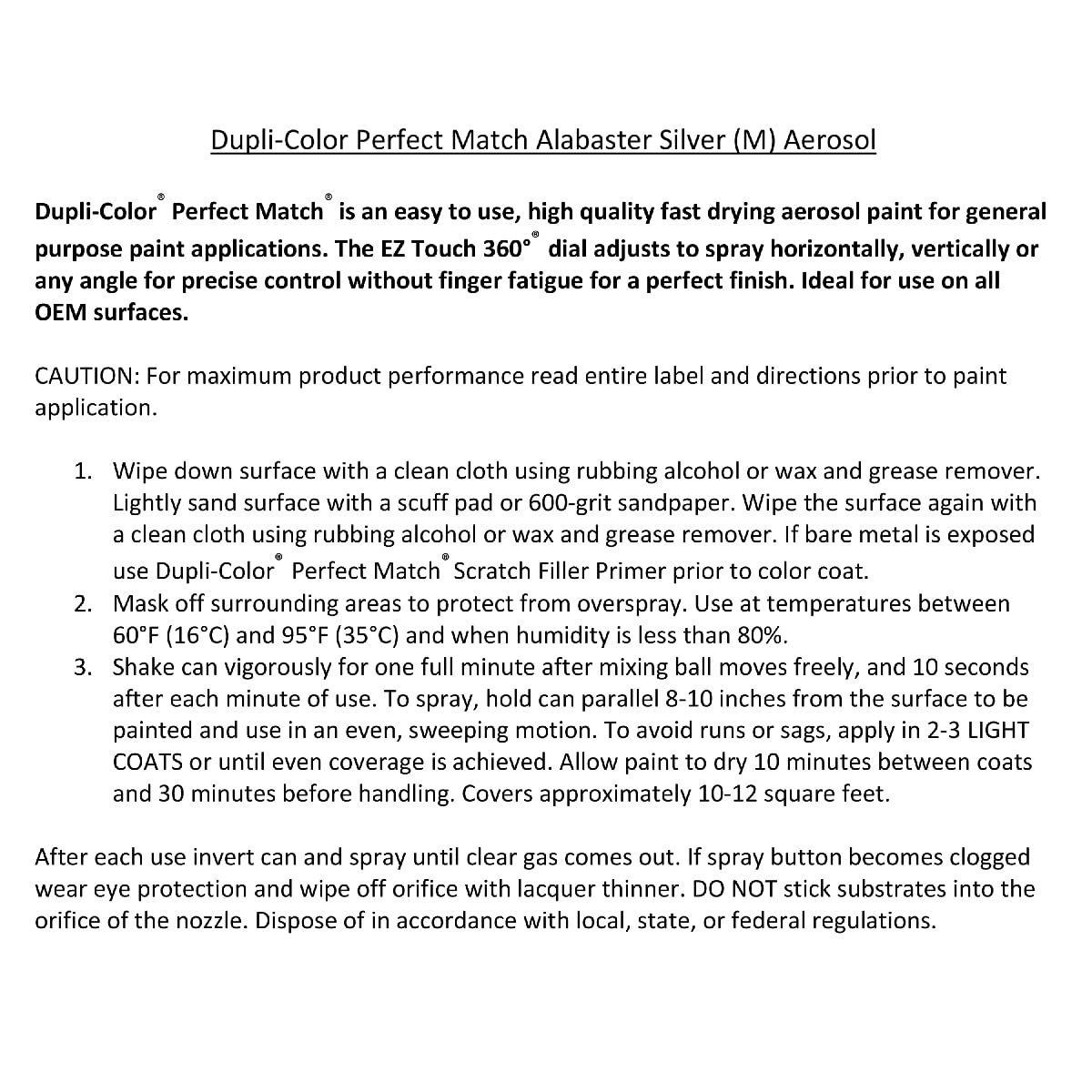 Honda Alabaster Silver Metallic Dupli-Color EBHA09877 Perfect Match Automotive Spray Paint – 8 oz. Aerosol Can