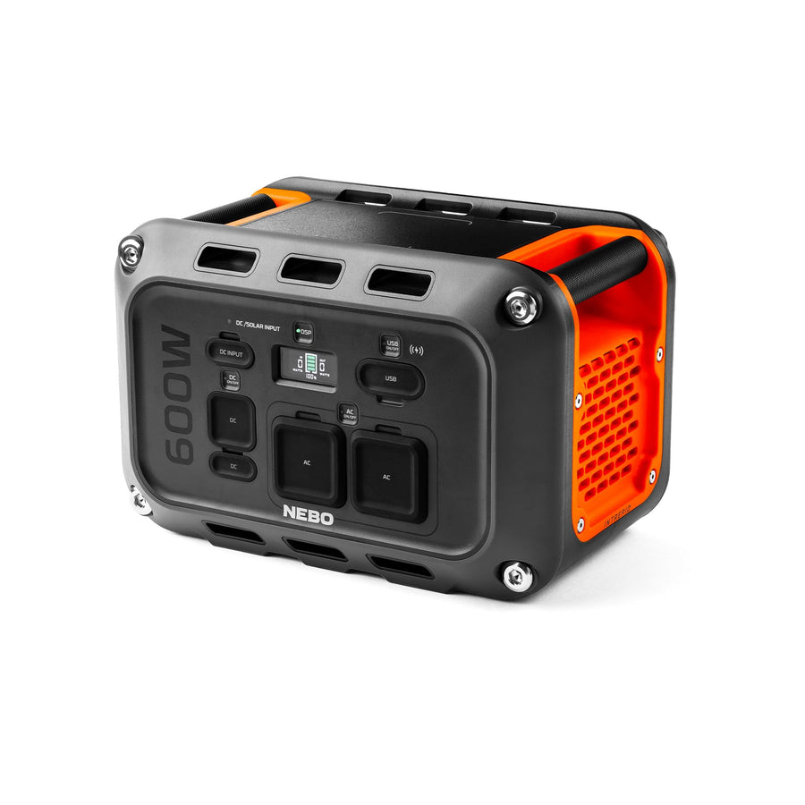 600 W NEBO INTREPID Power Station | 537.6Wh Capacity, Portable Uninterruptible Power Supply for Emergencies, LiFePO4 Battery, 10 Outlets, 4 Hour Recharge, OVERDRIVE Runs Devices up to 1050 Watts