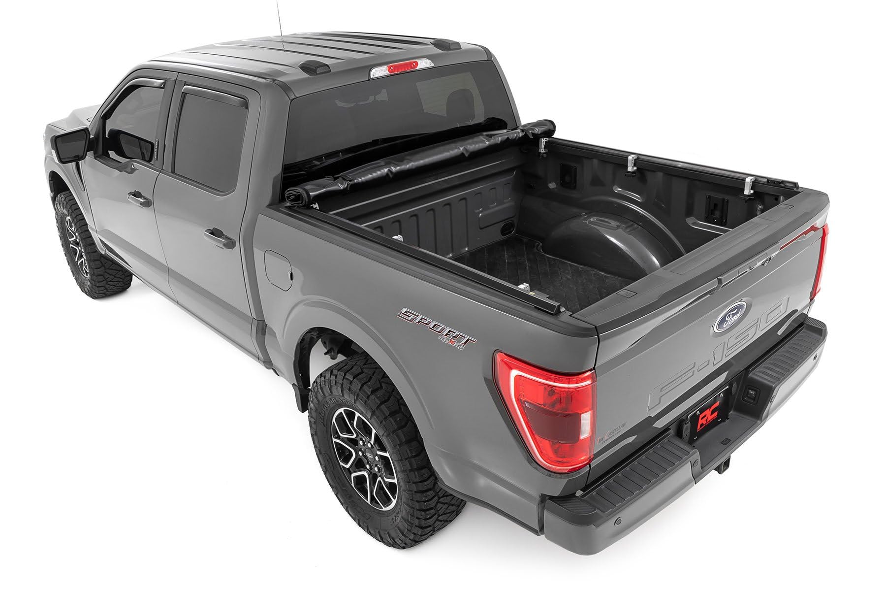 Rough Country Soft Roll-Up Truck Bed Cover for Lightning, Ford F-150 & Raptor (2015–2026) – Fits 6'7 Bed, Low-Profile All-Weather Tonneau Cover