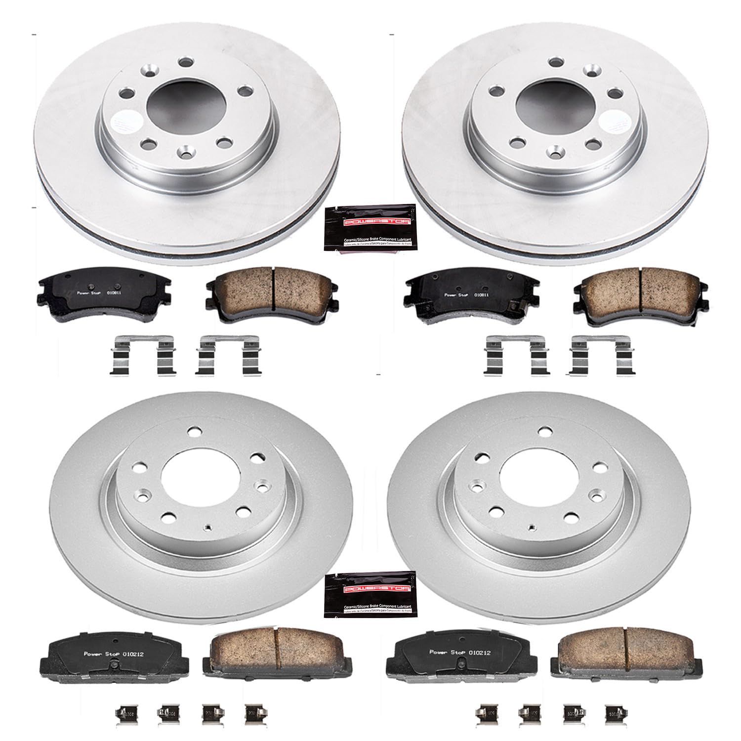 Power Stop Coated Brake Rotor & Ceramic Brake Pads CRK2449- front & rear For Mazda 6 2003-2005 [Model Specific]