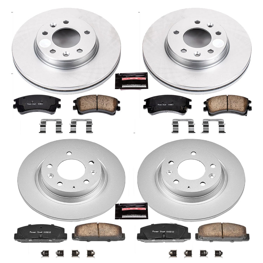 Power Stop Coated Brake Rotor & Ceramic Brake Pads CRK2449- front & rear For Mazda 6 2003-2005 [Model Specific]