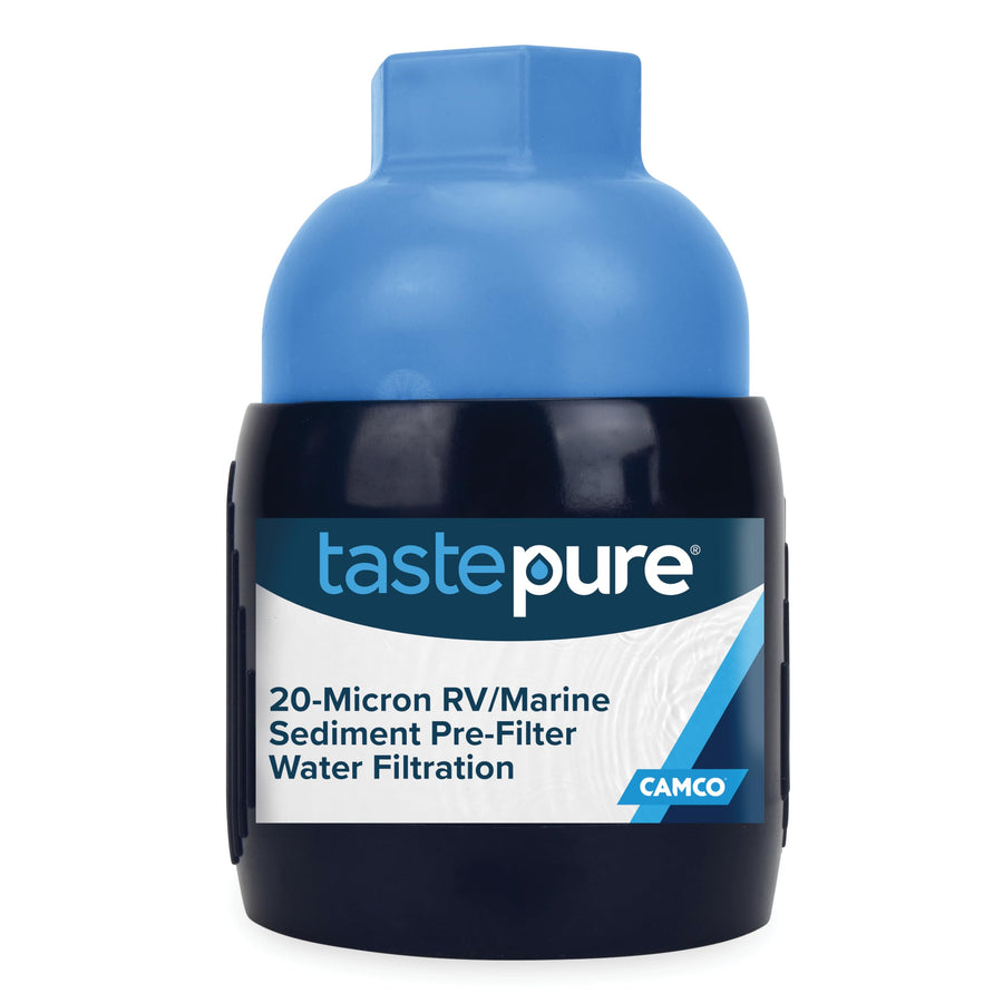 Camco Sediment Tastepure Pre-Filter for RV Water Filter - Features 20-Micron Water Filter System & Provides First Stage of Water Filtration - Extends the Life of Inline Water Filters (40048)