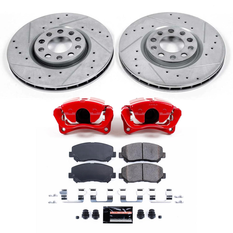 Power Stop Z23 KC6372 Evolution Sport Performance 1-Click Brake Kit with Caliper For Chrysler 200 2015-2017, Dodge Dart 2013-2016 [Model Specific]