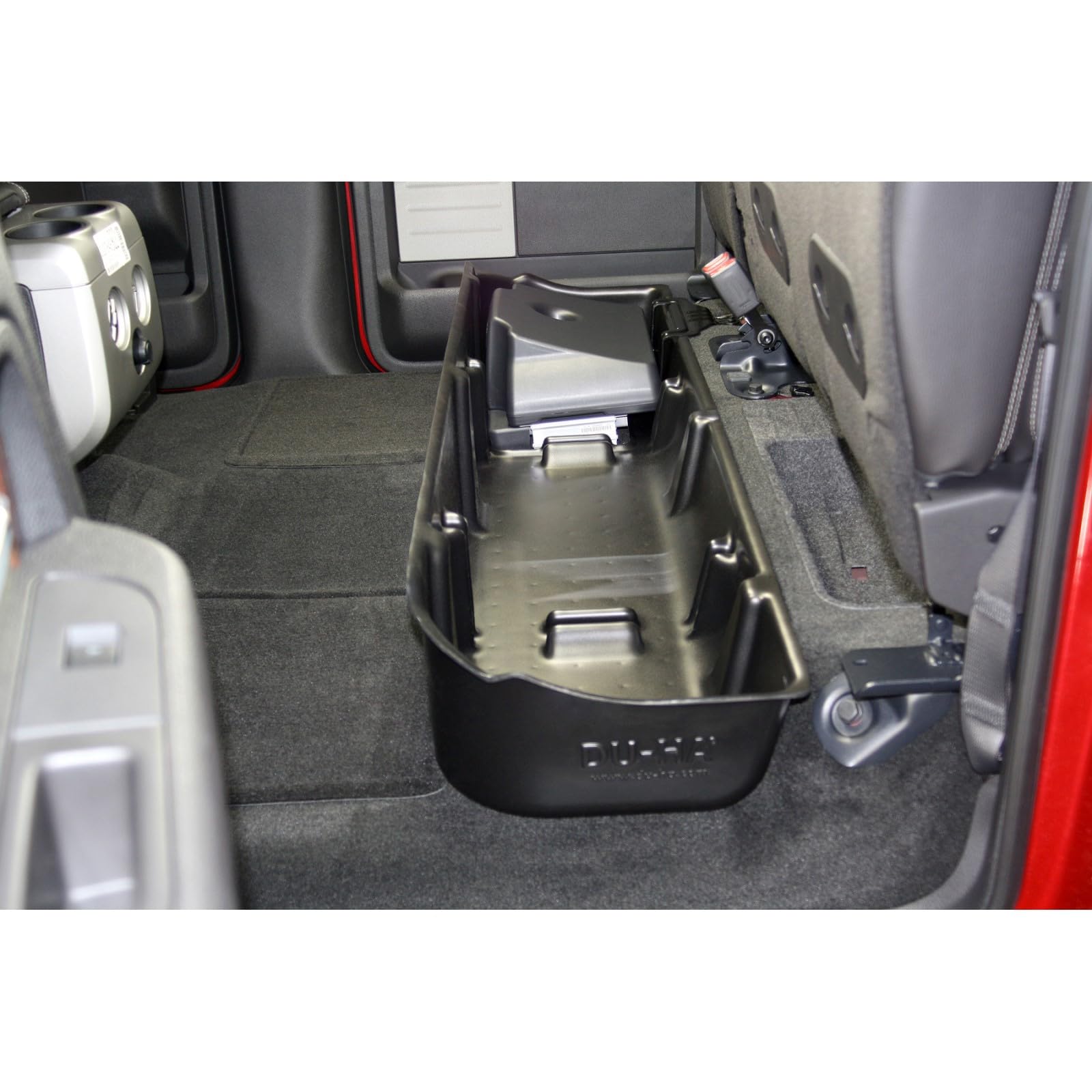 Under Seat Storage DuHa 20078 fits 2009-2014 F150 SuperCrew with a Factory Subwoofer | Black Heavy-Duty Back Seat Organizer | Includes Dividers