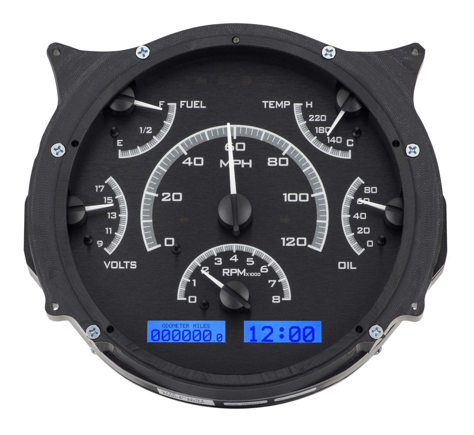 Dakota Digital VHX System Analog Dash Gauges Black Alloy Blue Backlighting Compatible with 1966-77 Ford Bronco