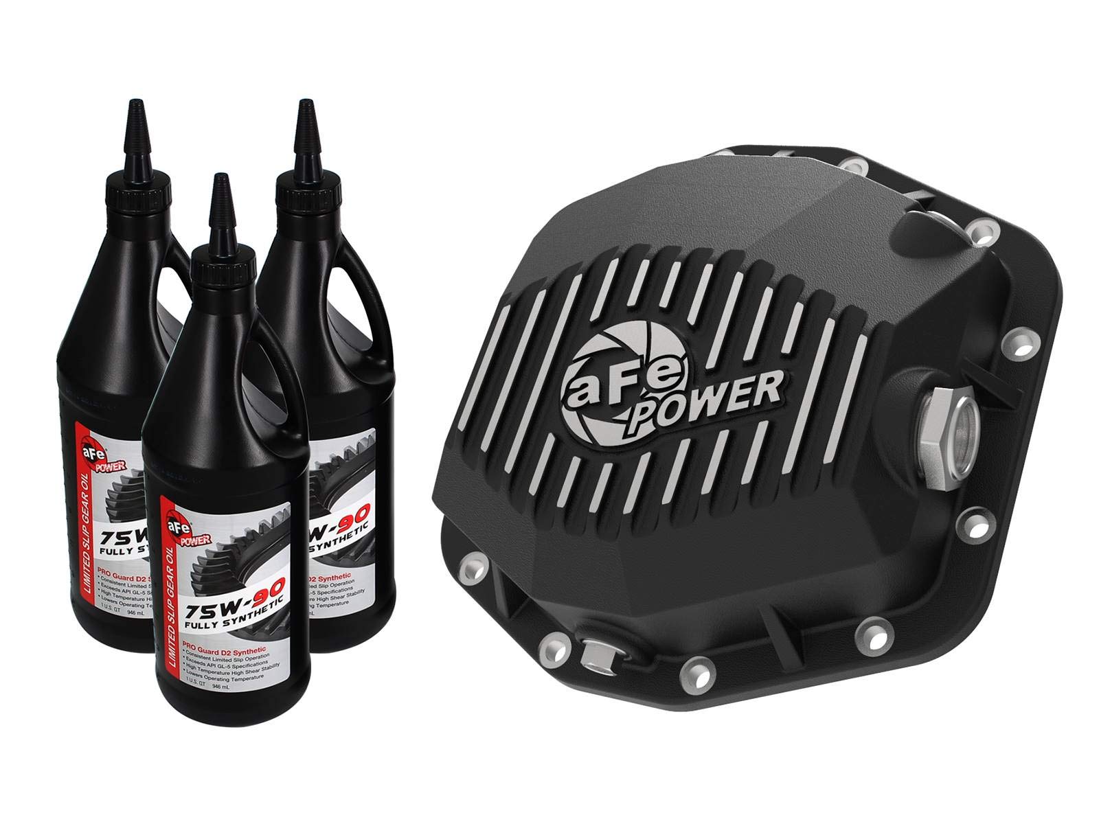 Pro Series aFe Power 46-71001B Rear Differential Cover Black w/Machined Fins & Gear Oil (Dana M220)