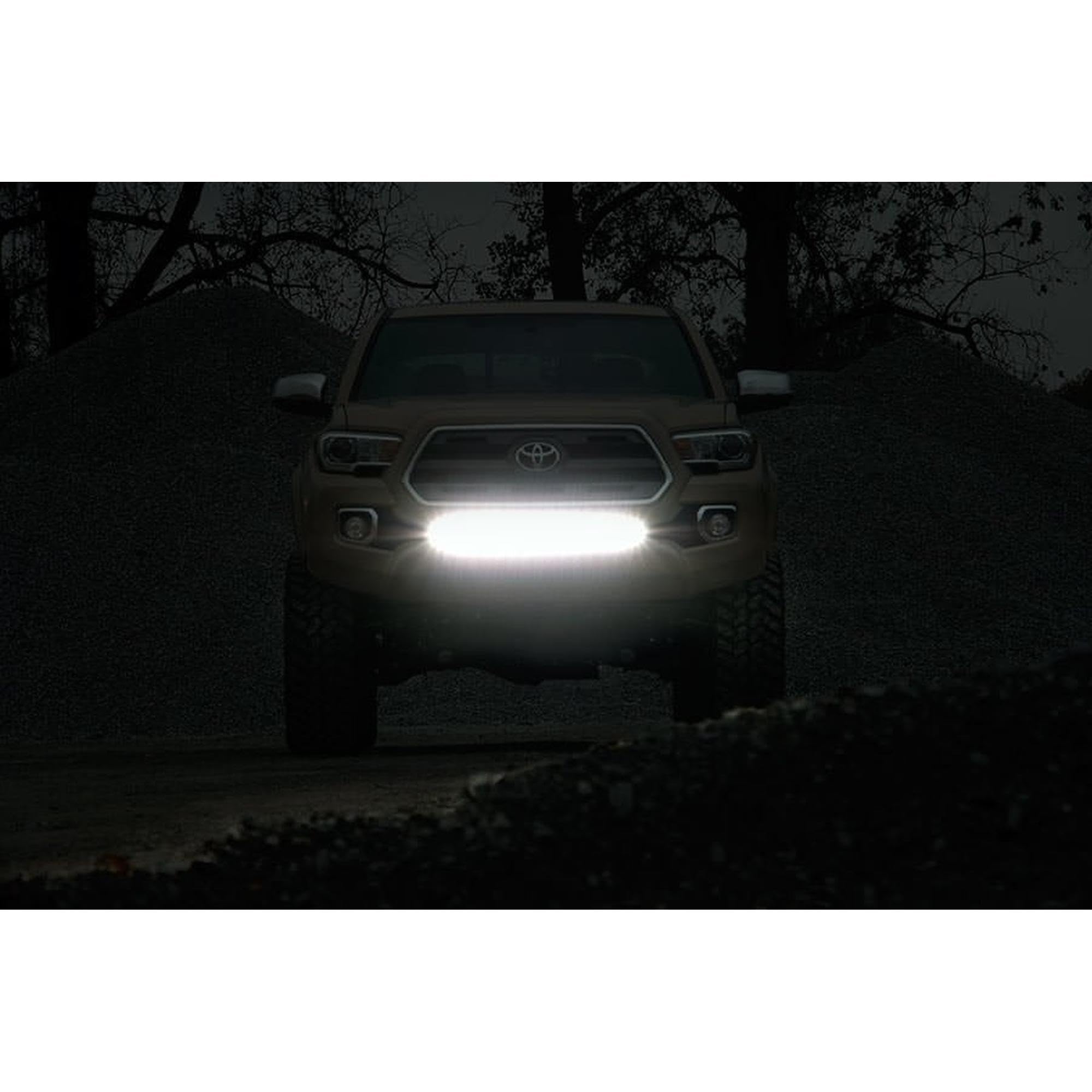 30" Rough Country LED Light Bar Lower Grille Mount Kit for Toyota Tacoma (2016-2023) - White DRL