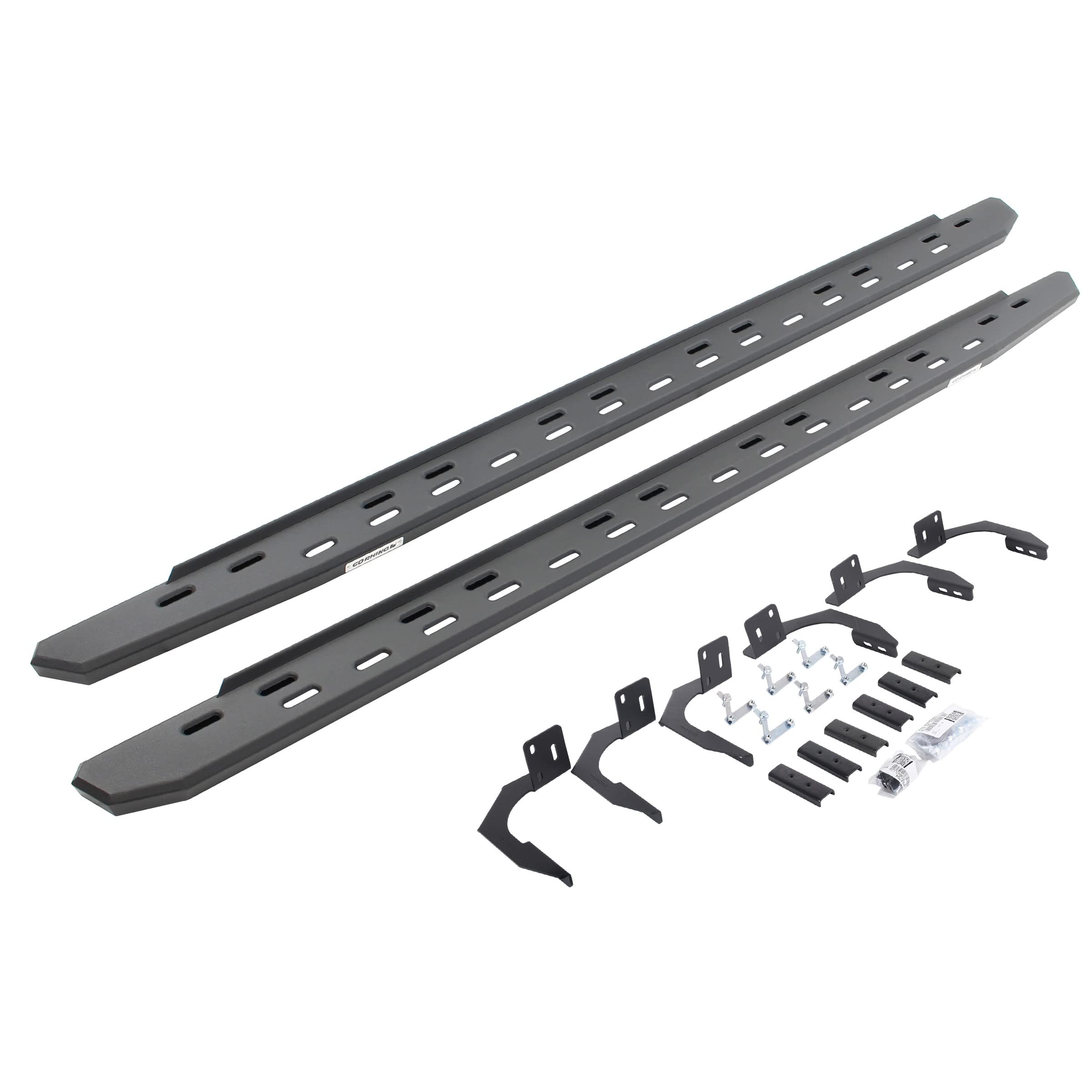 Go Rhino Slim RB30 Running Boards & Brackets | Galvanized Steel, Textured Black | 69610687SPC | Fits 2009-2014 RAM 1500 Crew Cab; 2010-2024 RAM 2500, 3500 Crew Cab