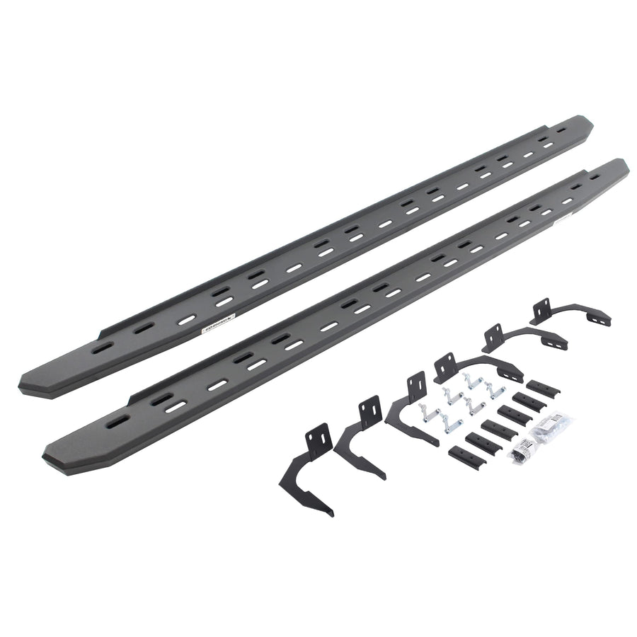 Go Rhino Slim RB30 Running Boards & Brackets | Galvanized Steel, Textured Black | 69610687SPC | Fits 2009-2014 RAM 1500 Crew Cab; 2010-2024 RAM 2500, 3500 Crew Cab