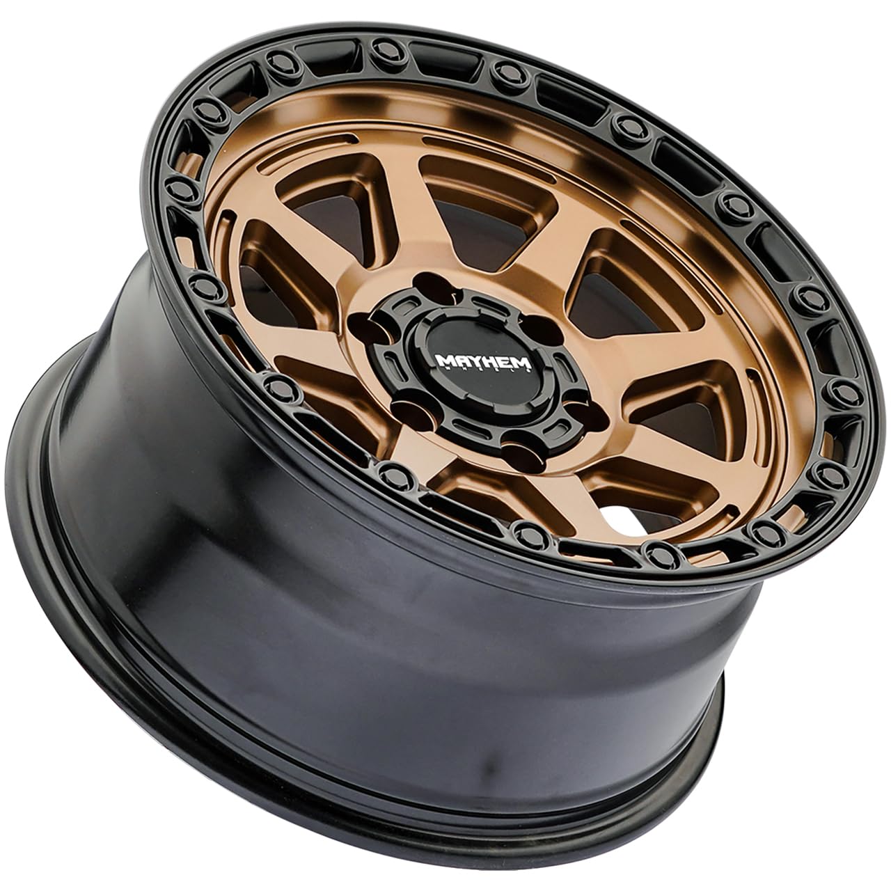 8306 Mayhem Ridgeline Black Wheel with Satin Bronze w Lip (17 x 8.5 inches /5 x 127 mm, -6 mm Offset)
