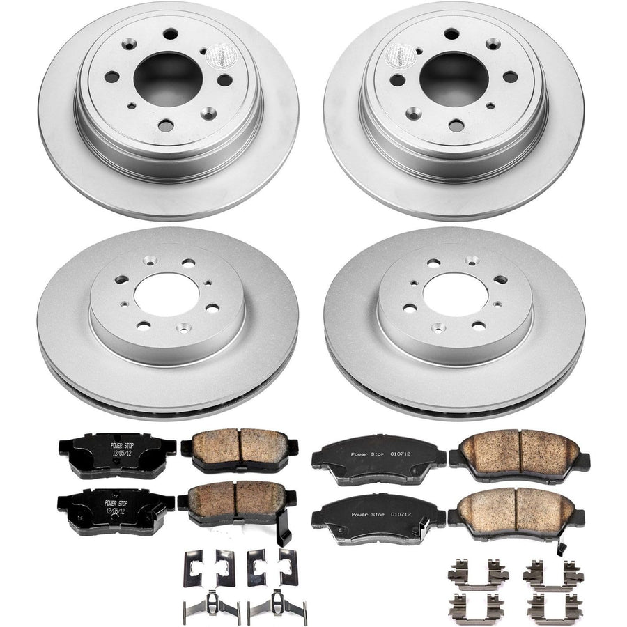 Power Stop Z17 Evolution Geomet Coated Brake Kit Front & Rear For Honda Civic del Sol 1994-1997 [Model Specific]