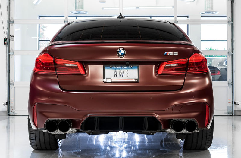 18-19 BMW F90 M5 AWE Tuning SwitchPatch Cat-Back Exhaust- Black Diamond Tips