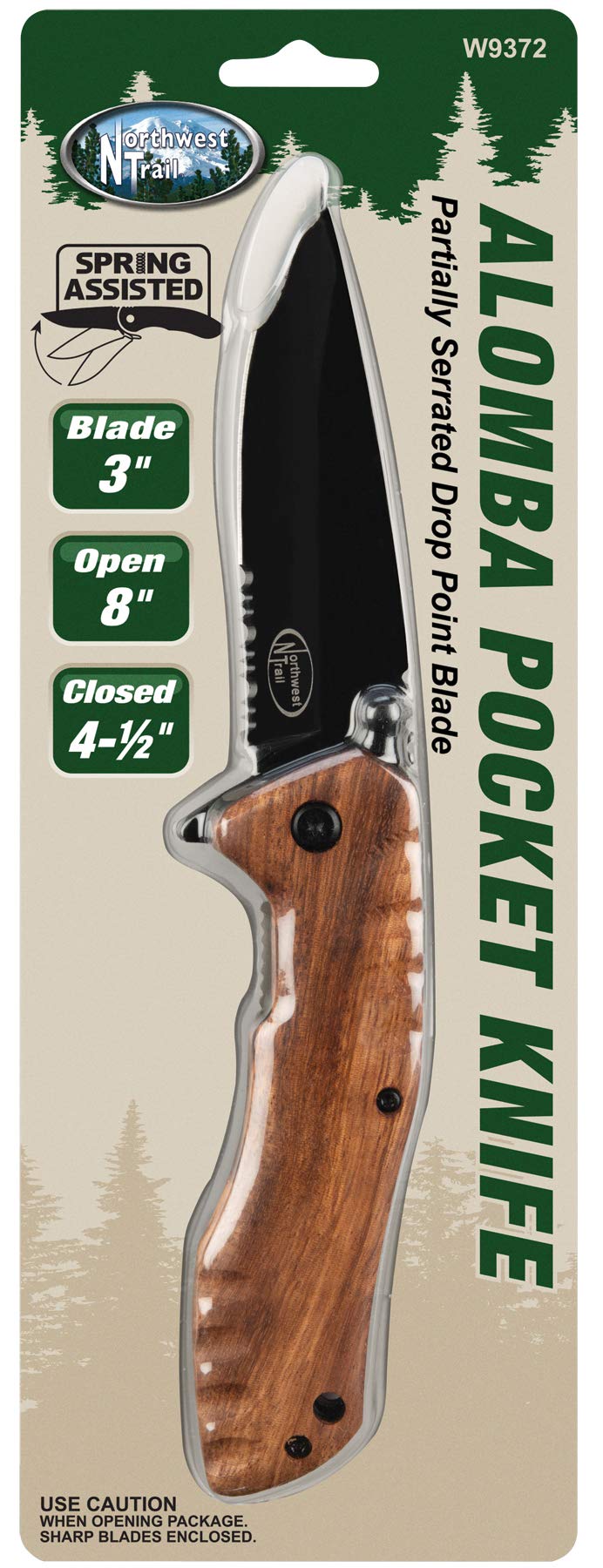 Zebrawood Performance Tool W9372 Folding Pocket Knife with Assisted Opening and Partially Serrated Blade (2 Pieces)