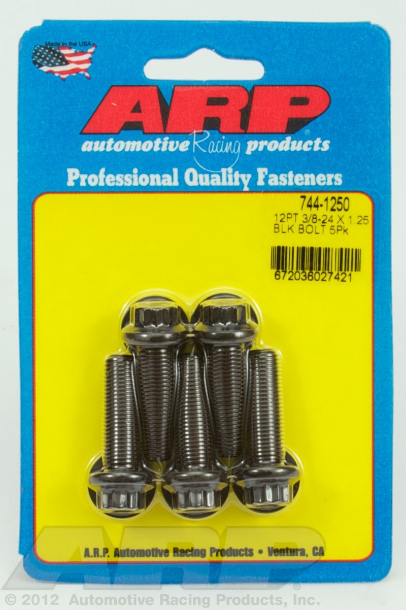 ARP 1.250in UHL 3/8-24 Black Hex Nut Kit (5/PKG)