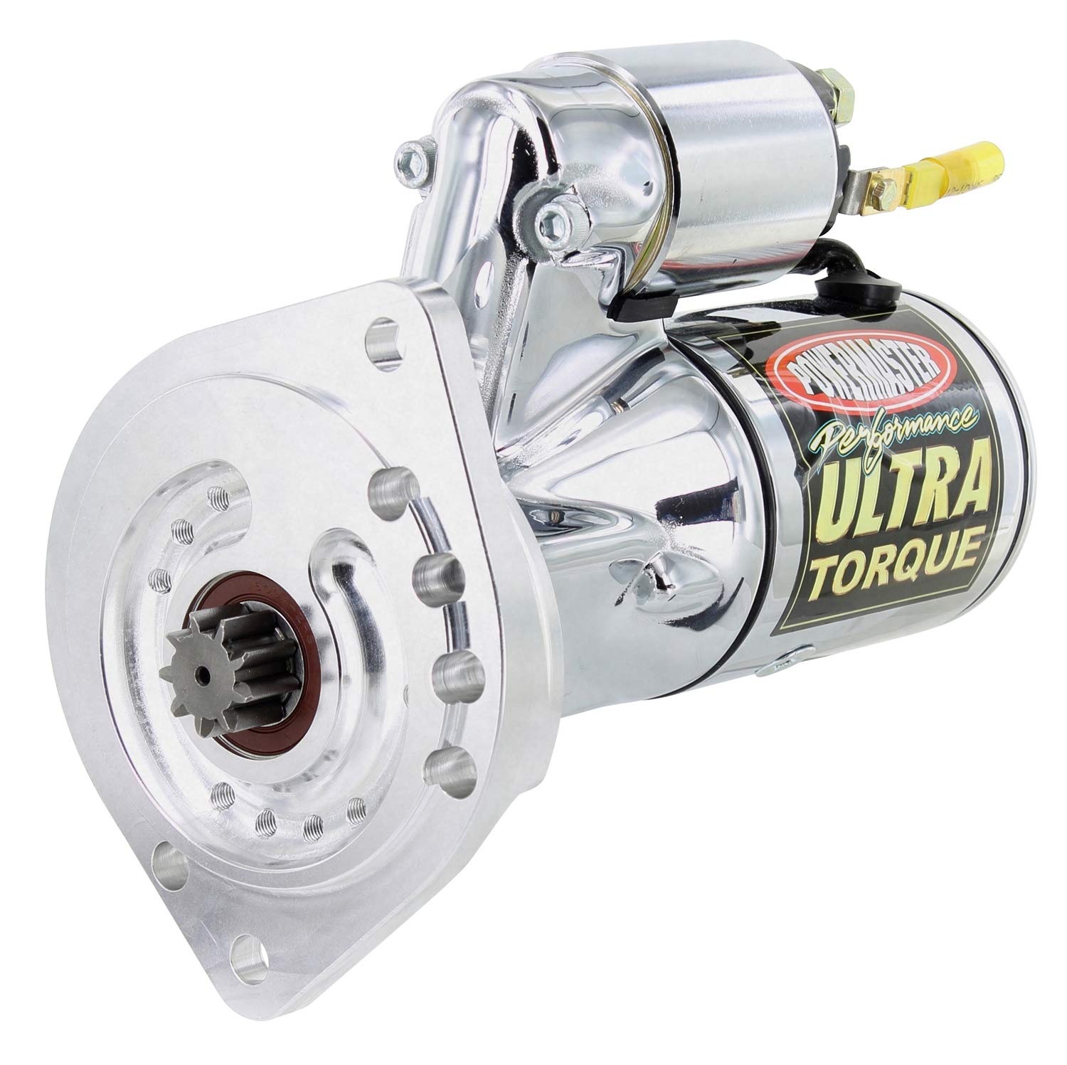Ultra Powermaster - Str Ford [SB] w/Billet blk 2 Ear MTG All A/T & M/T w/157/164T Flexplate 3/4" Depth 2.5kw Chrome
