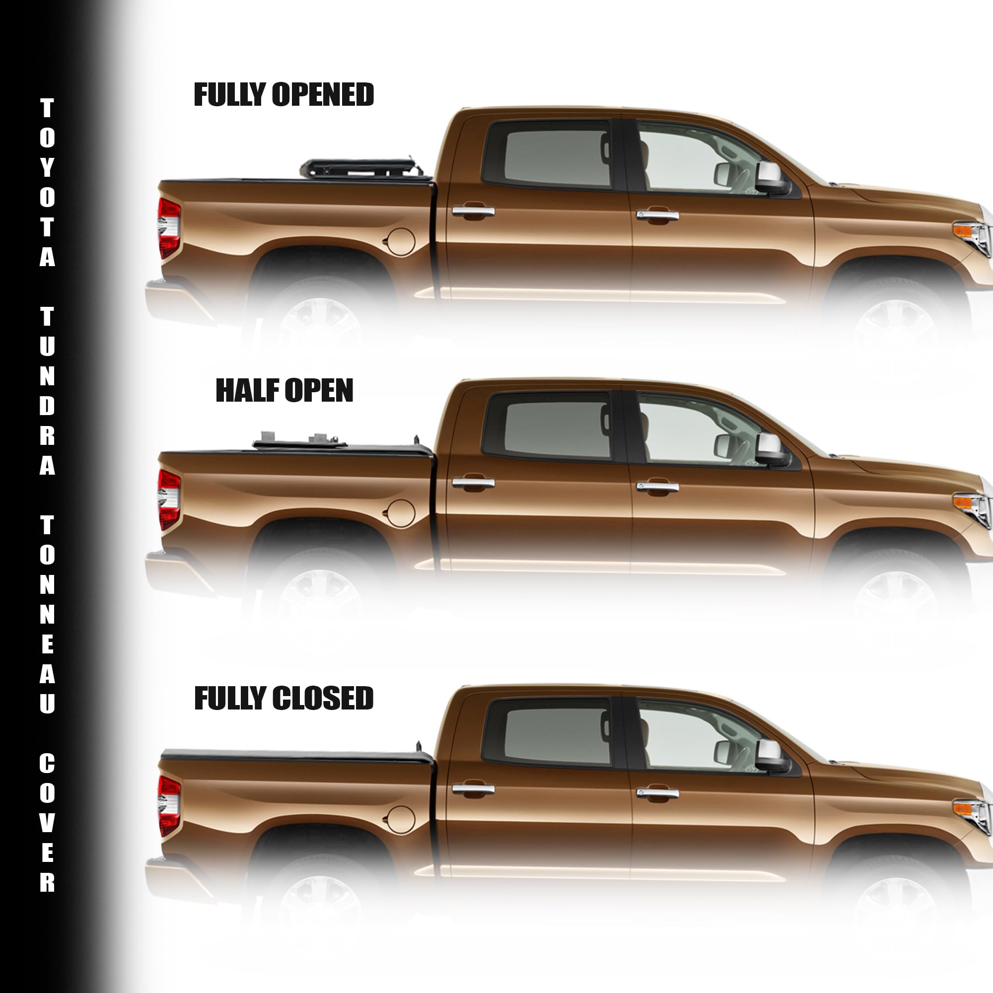 Toyota Tundra Low Profile Hard Tri-Fold Bed Cover for 2007 2008 2009 2010 2011 2012 2013 Toyota Tundra 5.5ft (66") Short Bed | CoveRex TFX | 8705360