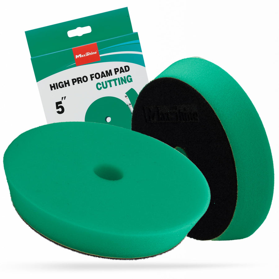 5” Maxshine High Pro Heavy Cutting Foam Pad (Green) | Compatible with DA & Rotary Polishers | Professional Detailing Pad for Cutting, Polishing & Finishing | Bendable, Washable & Reusable